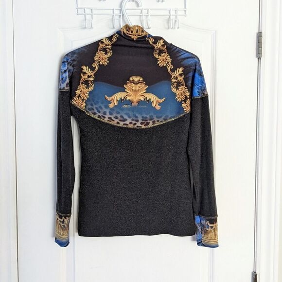 Green apple royal core barocco gold and blue grey shirt Small @B5 - Picture 8 of 8